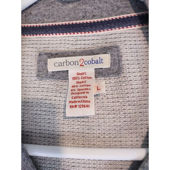 Carbon 2 Cobalt Full Zip Sweater Jacket Mens Large Grey Long Sleeve Prep - Picture 5 of 6